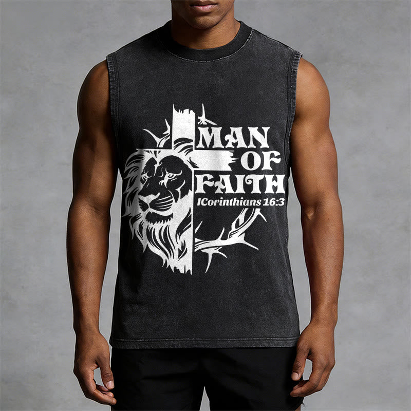 Christianartworkshop Débardeur unisexe délavé MAN OF FAITH - image 4
