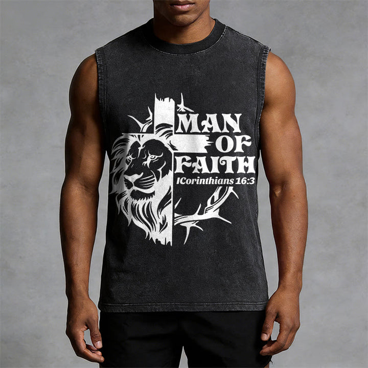 Christianartworkshop Débardeur unisexe délavé MAN OF FAITH - image 4