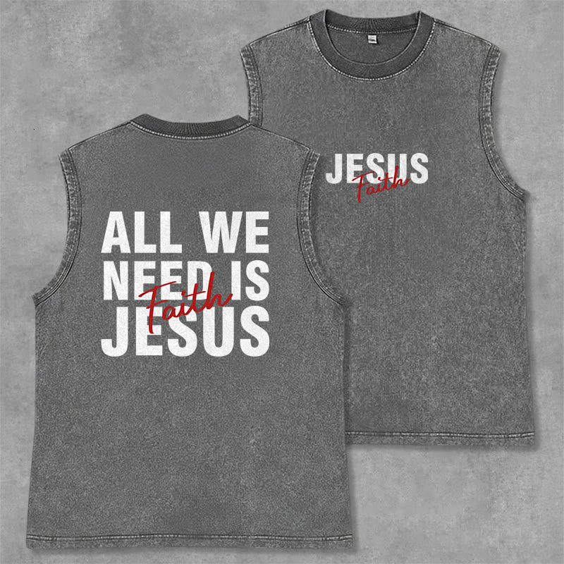 Christianartworkshop TOUT CE DONT NOUS AVONS BESOIN, C'EST JÉSUS Débardeur unisexe délavé - Gris - 2XL - image 28