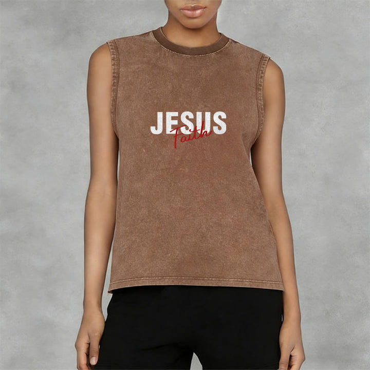 Christianartworkshop TOUT CE DONT NOUS AVONS BESOIN, C'EST JÉSUS Débardeur unisexe délavé - image 3