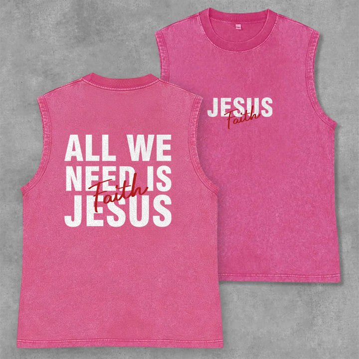 Christianartworkshop TOUT CE DONT NOUS AVONS BESOIN, C'EST JÉSUS Débardeur unisexe délavé - Rose - 2XL - image 21