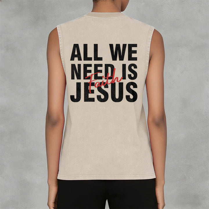 Christianartworkshop TOUT CE DONT NOUS AVONS BESOIN, C'EST JÉSUS Débardeur unisexe délavé - image 13