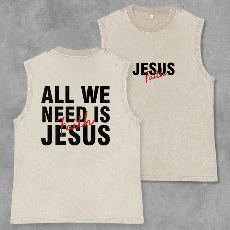 Christianartworkshop TOUT CE DONT NOUS AVONS BESOIN, C'EST JÉSUS Débardeur unisexe délavé - Beige - 2XL - image 7