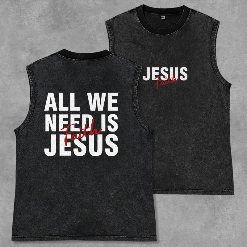 Christianartworkshop TOUT CE DONT NOUS AVONS BESOIN, C'EST JÉSUS Débardeur unisexe délavé - Noir - 2XL - image 14