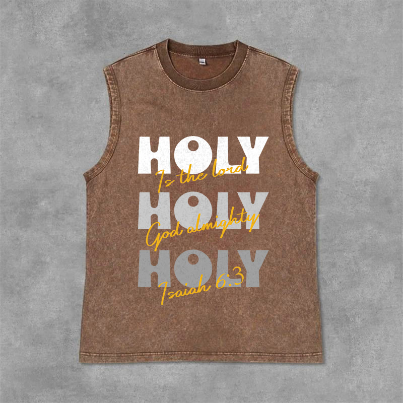Christianartworkshop Débardeur unisexe lavé Holy Holy Holy - Brun - 2XL - image 9