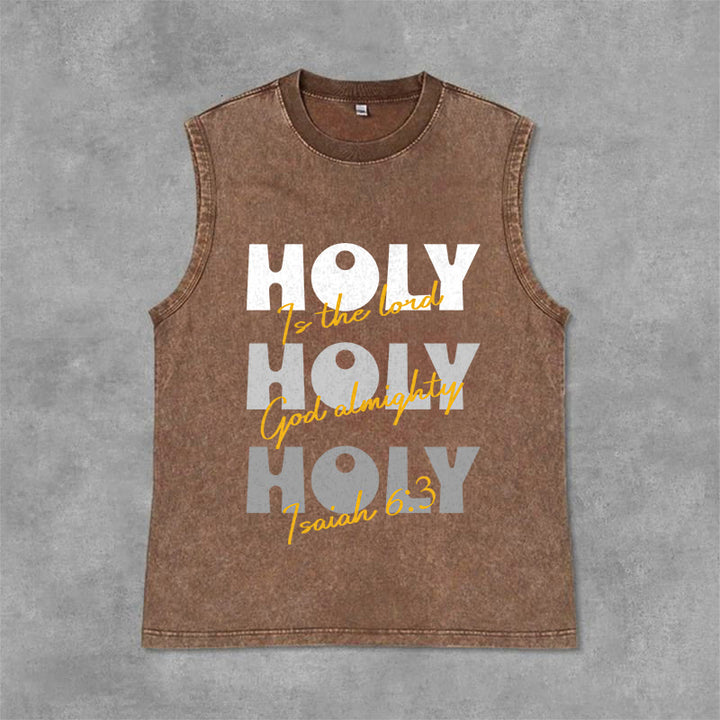 Christianartworkshop Débardeur unisexe lavé Holy Holy Holy - Brun - 2XL - image 9