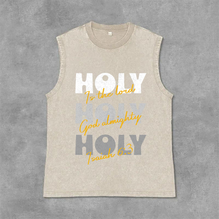 Christianartworkshop Débardeur unisexe lavé Holy Holy Holy - Beige - 2XL - image 3