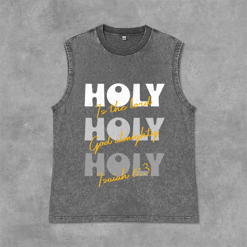 Christianartworkshop Débardeur unisexe lavé Holy Holy Holy - Gris - 2XL - image 0