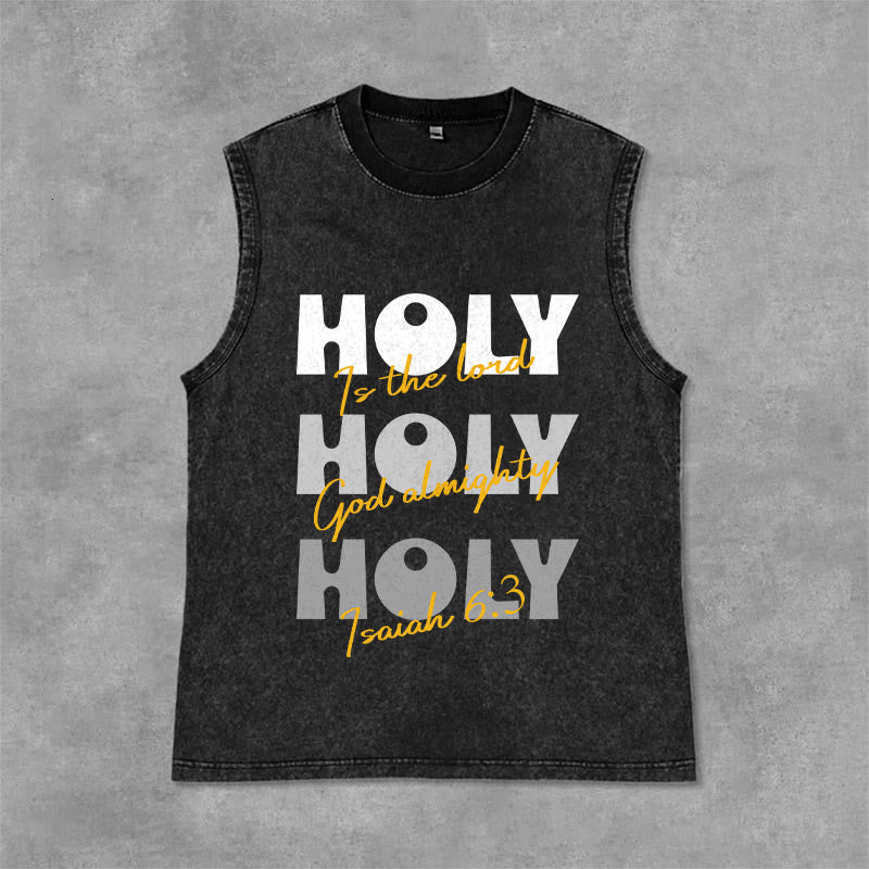 Christianartworkshop Débardeur unisexe lavé Holy Holy Holy - Noir - 2XL - image 6