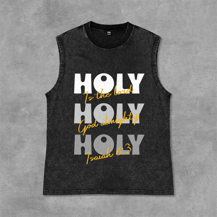 Christianartworkshop Débardeur unisexe lavé Holy Holy Holy - Noir - 2XL - image 6