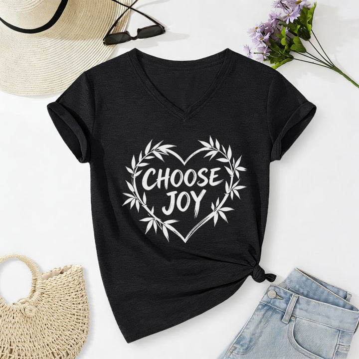 Christianartworkshop T-shirt décontracté à col en V CHOOSE JOY - Noir - 2XL - image 12