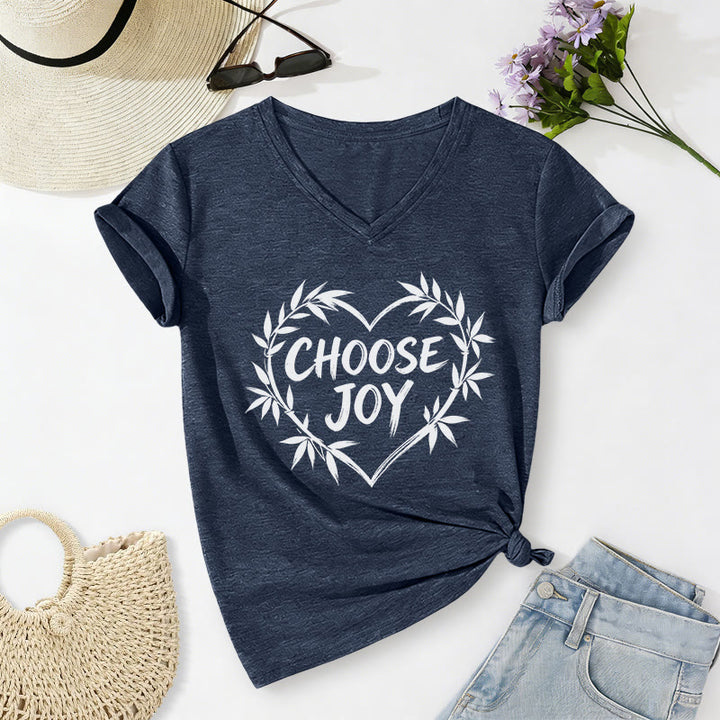 Christianartworkshop T-shirt décontracté à col en V CHOOSE JOY - Bleu marine - 2XL - image 18