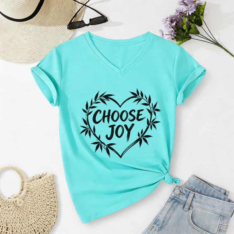 Christianartworkshop T-shirt décontracté à col en V CHOOSE JOY - Bleu ciel - 2XL - image 8