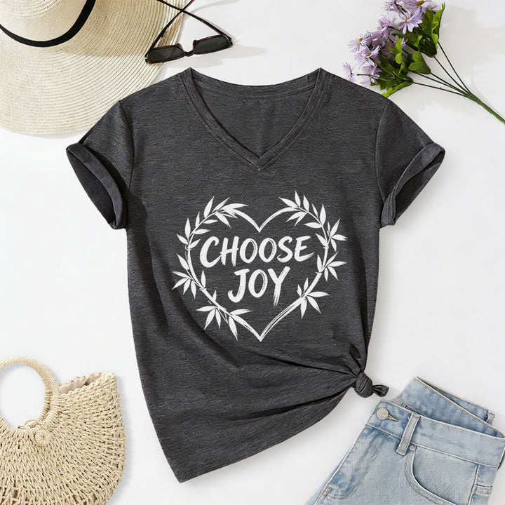 Christianartworkshop T-shirt décontracté à col en V CHOOSE JOY - Gris foncé - 2XL - image 20