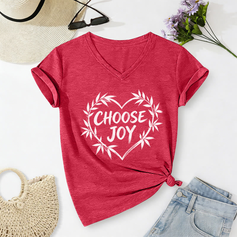 Christianartworkshop T-shirt décontracté à col en V CHOOSE JOY - Rouge - 2XL - image 22