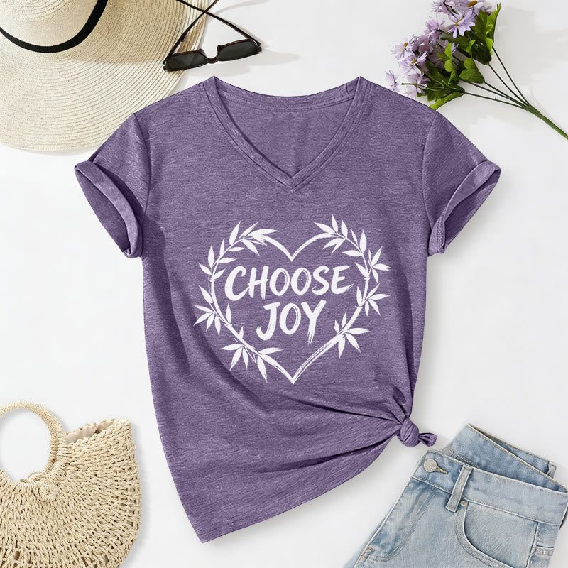 Christianartworkshop T-shirt décontracté à col en V CHOOSE JOY - Violet - 2XL - image 16
