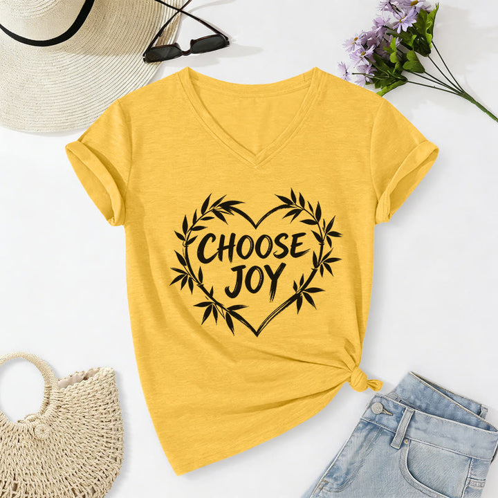 Christianartworkshop T-shirt décontracté à col en V CHOOSE JOY - Jaune - 2XL - image 6