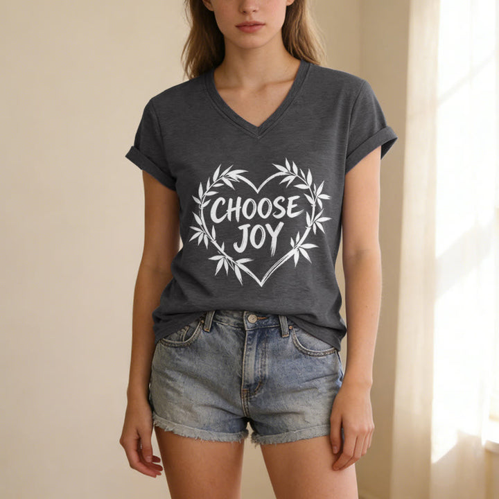 Christianartworkshop T-shirt décontracté à col en V CHOOSE JOY - image 21