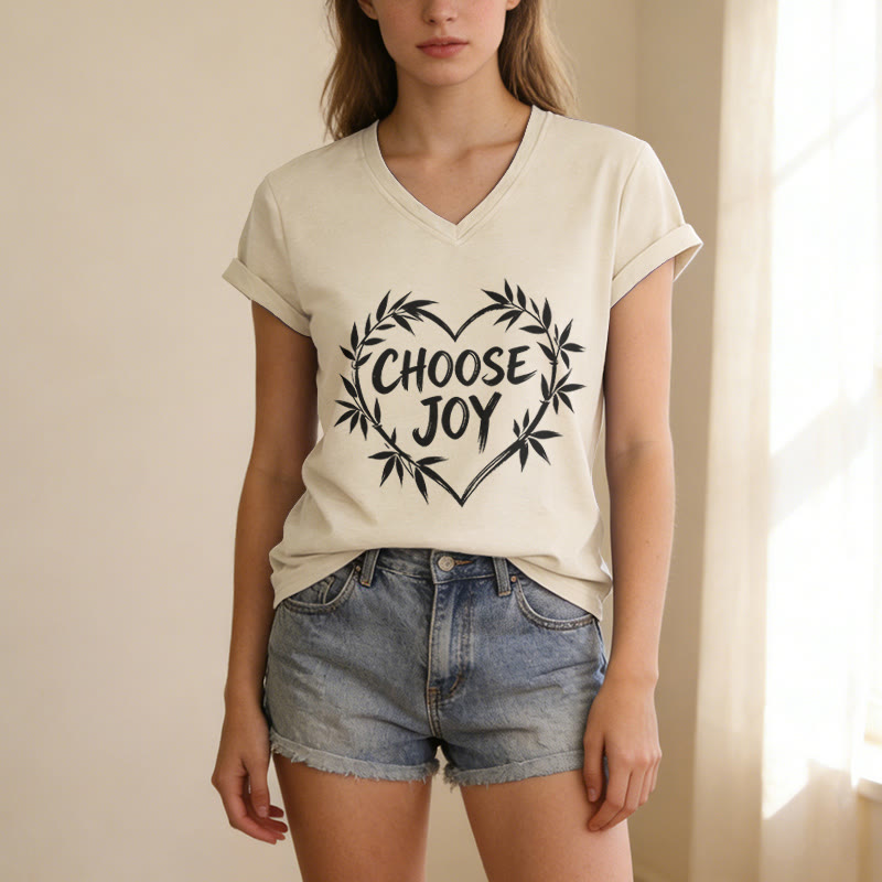 Christianartworkshop T-shirt décontracté à col en V CHOOSE JOY - image 1