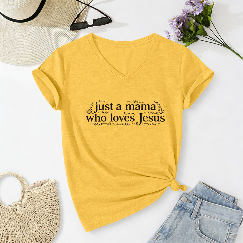 Christianartworkshop T-shirt décontracté à col en V « Juste une maman qui aime Jésus » - Jaune - 2XL - image 8