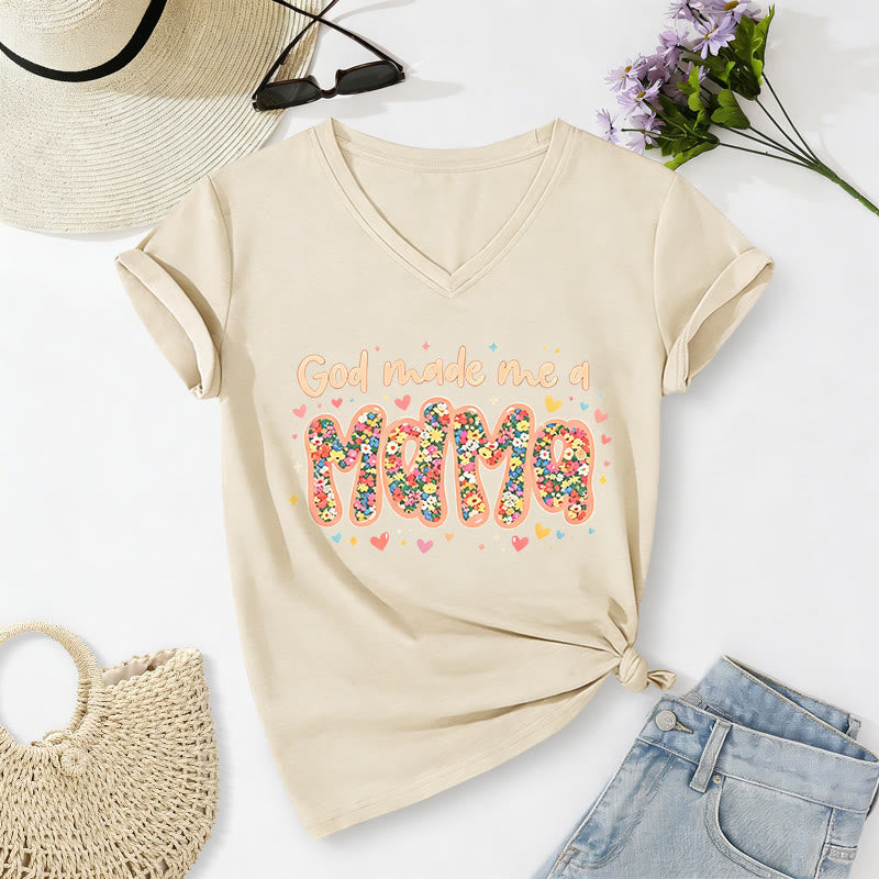 Christianartworkshop T-shirt décontracté à col en V « Dieu m'a fait maman » - Beige - 2XL - image 6