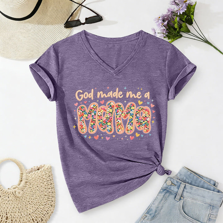 Christianartworkshop T-shirt décontracté à col en V « Dieu m'a fait maman » - Violet - 2XL - image 16