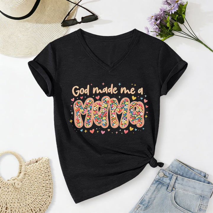Christianartworkshop T-shirt décontracté à col en V « Dieu m'a fait maman » - Noir - 2XL - image 12