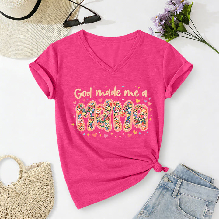 Christianartworkshop T-shirt décontracté à col en V « Dieu m'a fait maman » - Rose - 2XL - image 24
