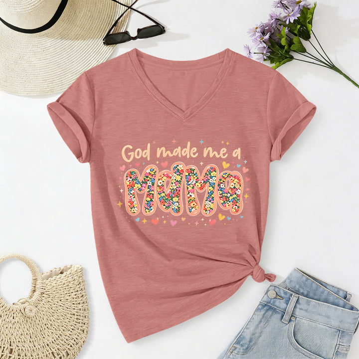Christianartworkshop T-shirt décontracté à col en V « Dieu m'a fait maman » - Rose clair - 2XL - image 10
