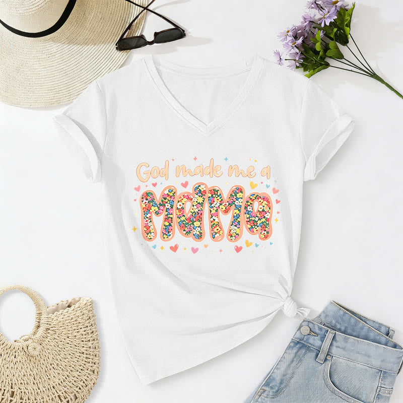 Christianartworkshop T-shirt décontracté à col en V « Dieu m'a fait maman » - Blanc - 2XL - image 4