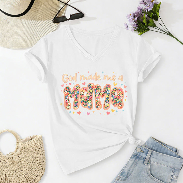 Christianartworkshop T-shirt décontracté à col en V « Dieu m'a fait maman » - Blanc - 2XL - image 4