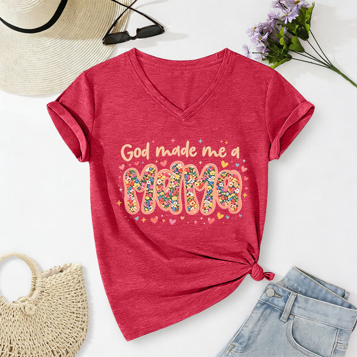 Christianartworkshop T-shirt décontracté à col en V « Dieu m'a fait maman » - Rouge - 2XL - image 22