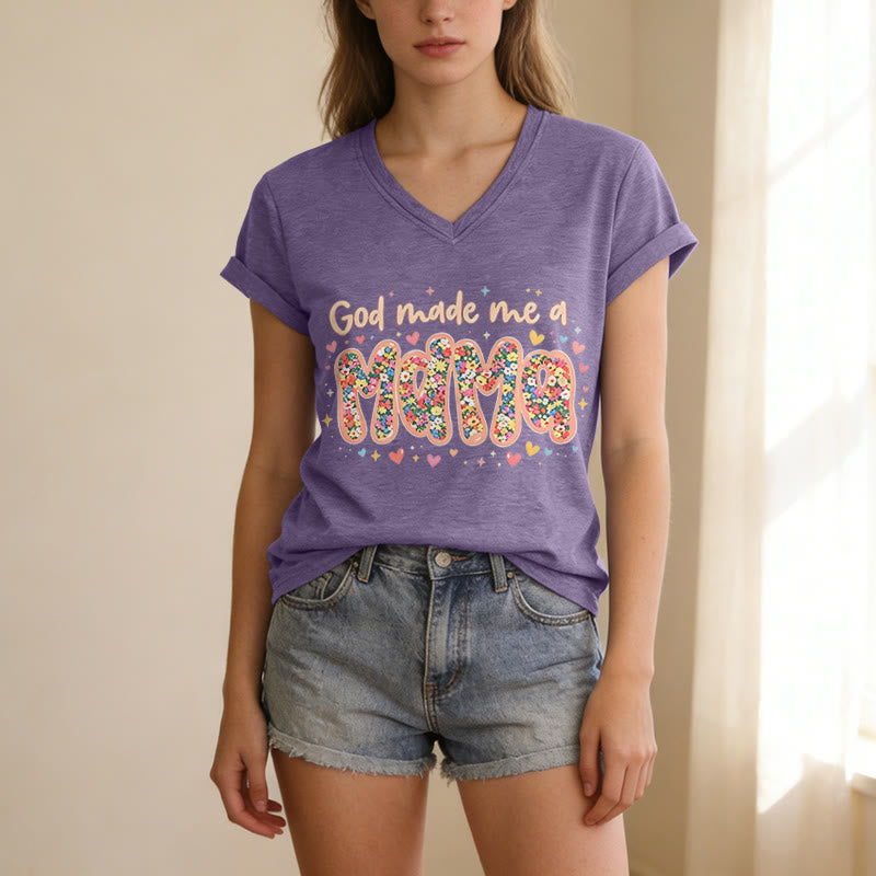 Christianartworkshop T-shirt décontracté à col en V « Dieu m'a fait maman » - image 17
