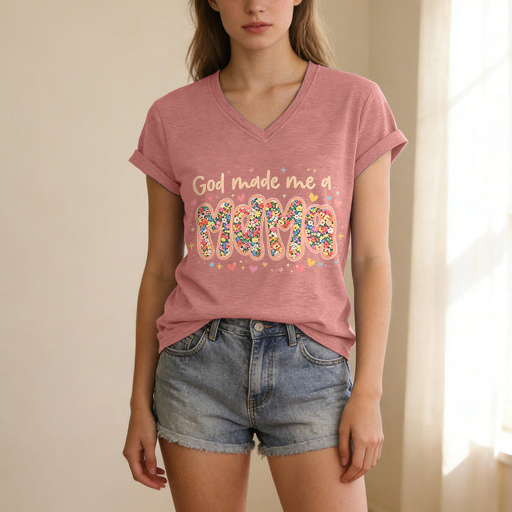 Christianartworkshop T-shirt décontracté à col en V « Dieu m'a fait maman » - image 11