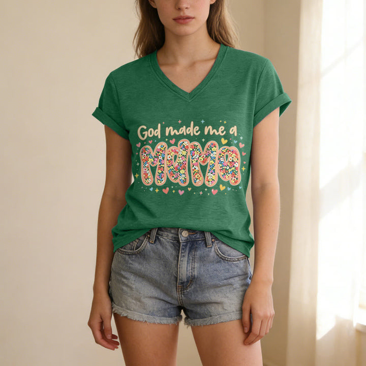 Christianartworkshop T-shirt décontracté à col en V « Dieu m'a fait maman » - image 15