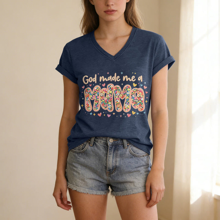 Christianartworkshop T-shirt décontracté à col en V « Dieu m'a fait maman » - image 19