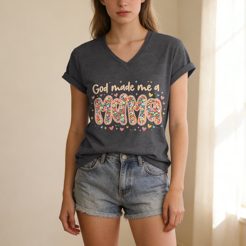 Christianartworkshop T-shirt décontracté à col en V « Dieu m'a fait maman » - image 21