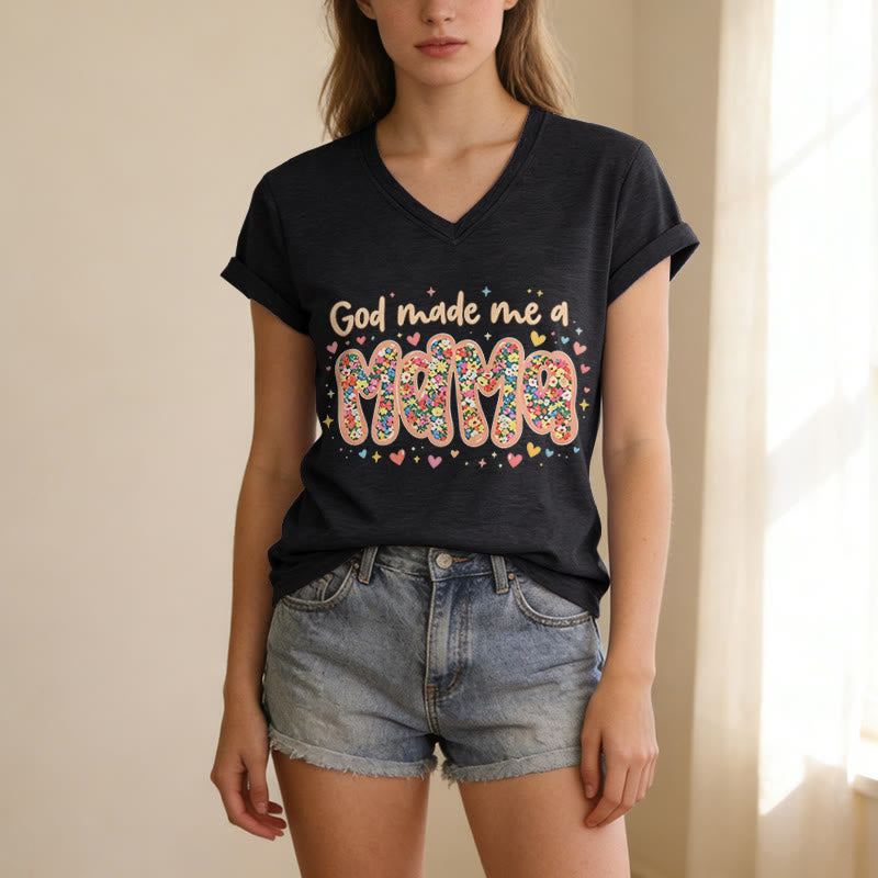 Christianartworkshop T-shirt décontracté à col en V « Dieu m'a fait maman » - image 13