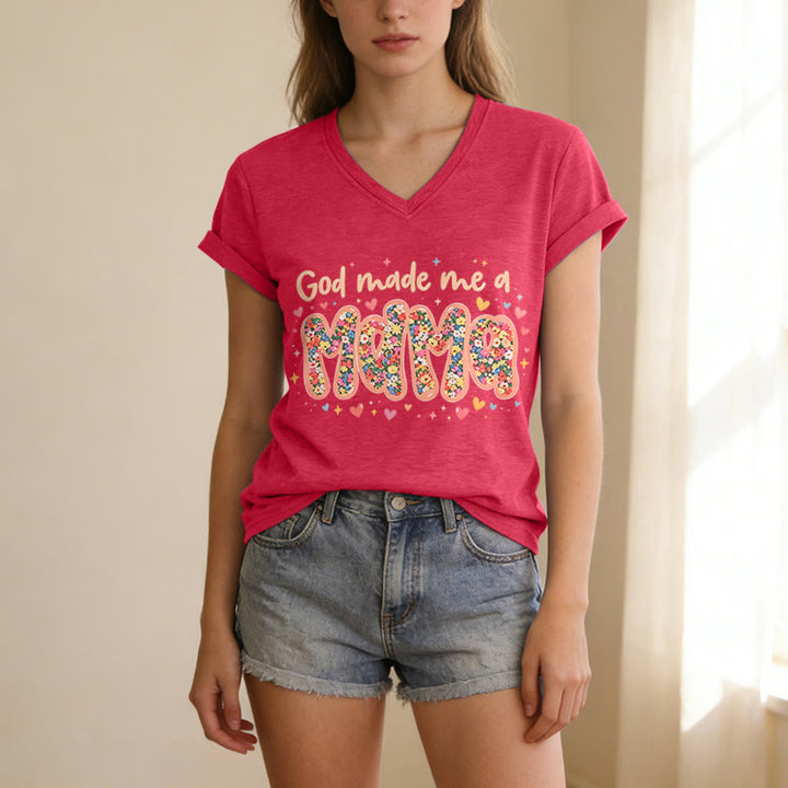 Christianartworkshop T-shirt décontracté à col en V « Dieu m'a fait maman » - image 23