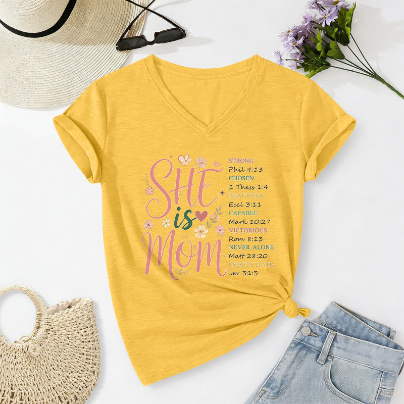 Christianartworkshop T-shirt décontracté à col en V « ELLE EST MAMAN » - Jaune - 2XL - image 6
