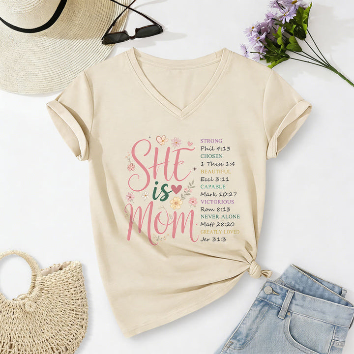Christianartworkshop T-shirt décontracté à col en V « ELLE EST MAMAN » - Beige - 2XL - image 0