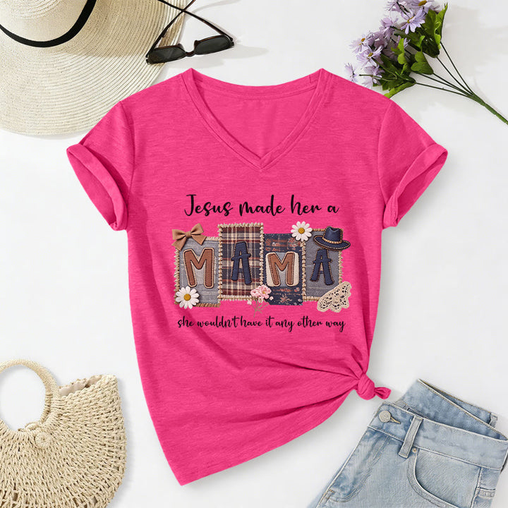 Christianartworkshop T-shirt décontracté à col en V avec motif graphique « Jésus l'a faite maman » - Rose - 2XL - image 24
