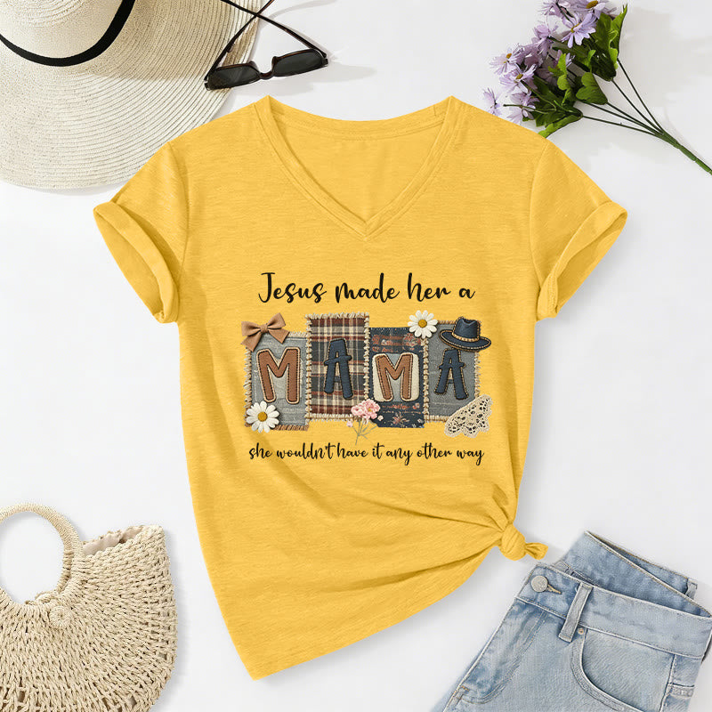 Christianartworkshop T-shirt décontracté à col en V avec motif graphique « Jésus l'a faite maman » - Jaune - 2XL - image 8