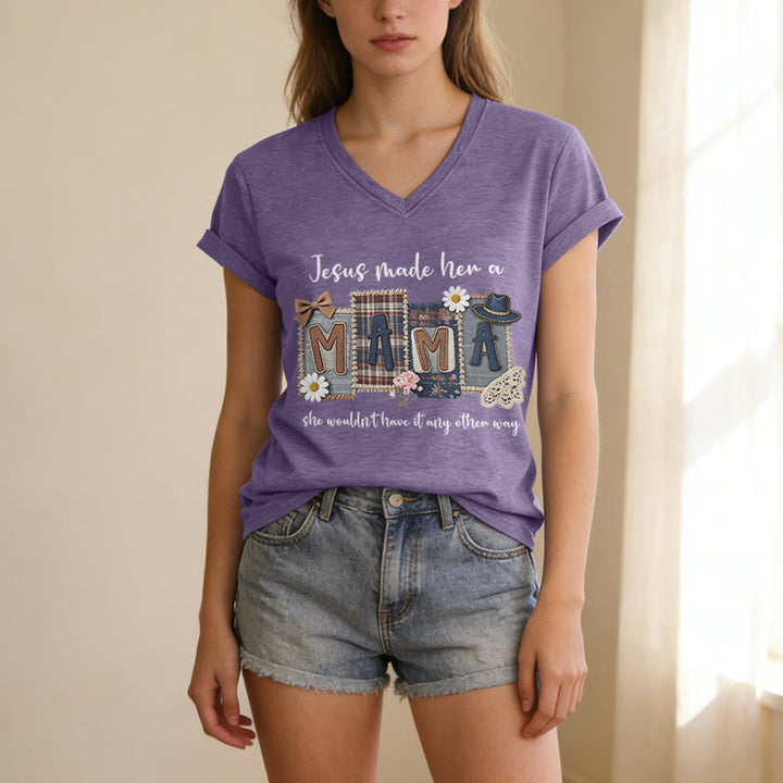 Christianartworkshop T-shirt décontracté à col en V avec motif graphique « Jésus l'a faite maman » - image 19