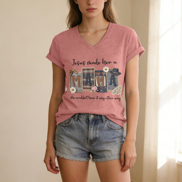 Christianartworkshop T-shirt décontracté à col en V avec motif graphique « Jésus l'a faite maman » - image 13