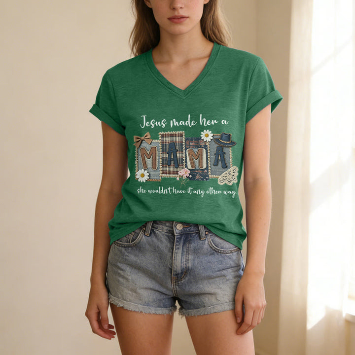 Christianartworkshop T-shirt décontracté à col en V avec motif graphique « Jésus l'a faite maman » - image 17