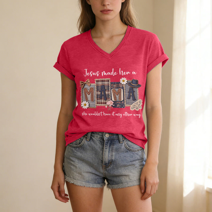 Christianartworkshop T-shirt décontracté à col en V avec motif graphique « Jésus l'a faite maman » - image 23