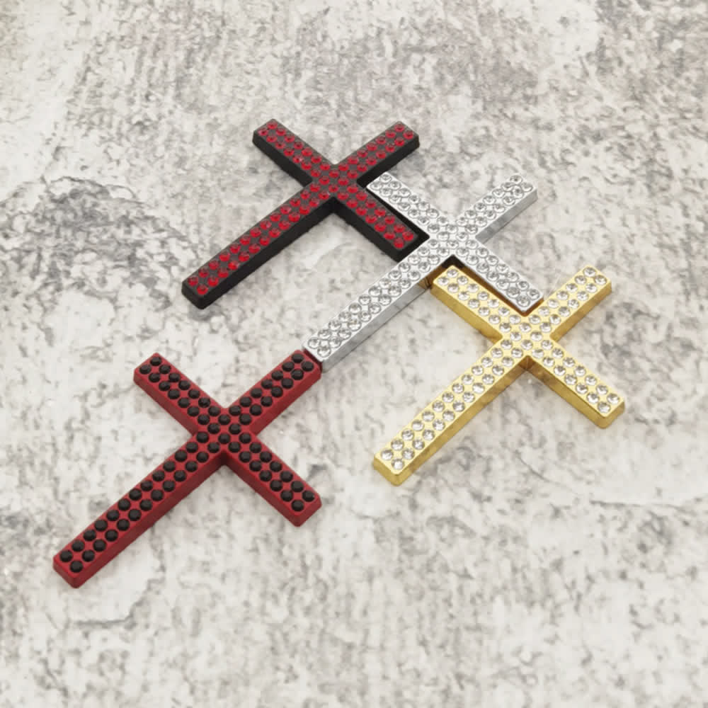 Autocollant croix en métal durable Christianartworkshop pour voiture : un rappel de sa protection silencieuse sur la route - 1 ensemble de croix brillantes (4 couleurs) - image 14