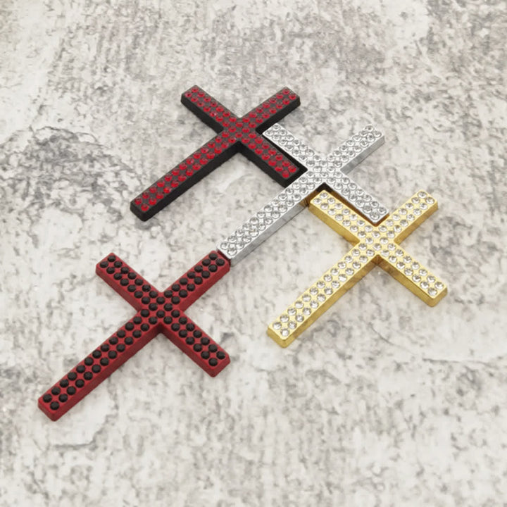 Autocollant croix en métal durable Christianartworkshop pour voiture : un rappel de sa protection silencieuse sur la route - 1 ensemble de croix brillantes (4 couleurs) - image 14
