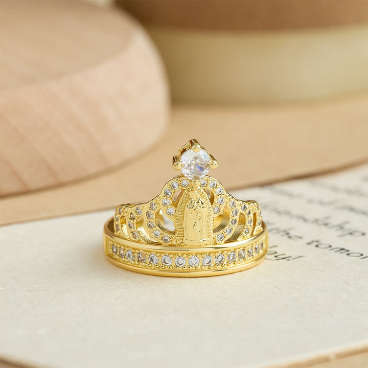 Christianartworkshop Bague Notre-Dame en zircon, ornée d'une couronne : symbole sacré de la grâce céleste - image 3